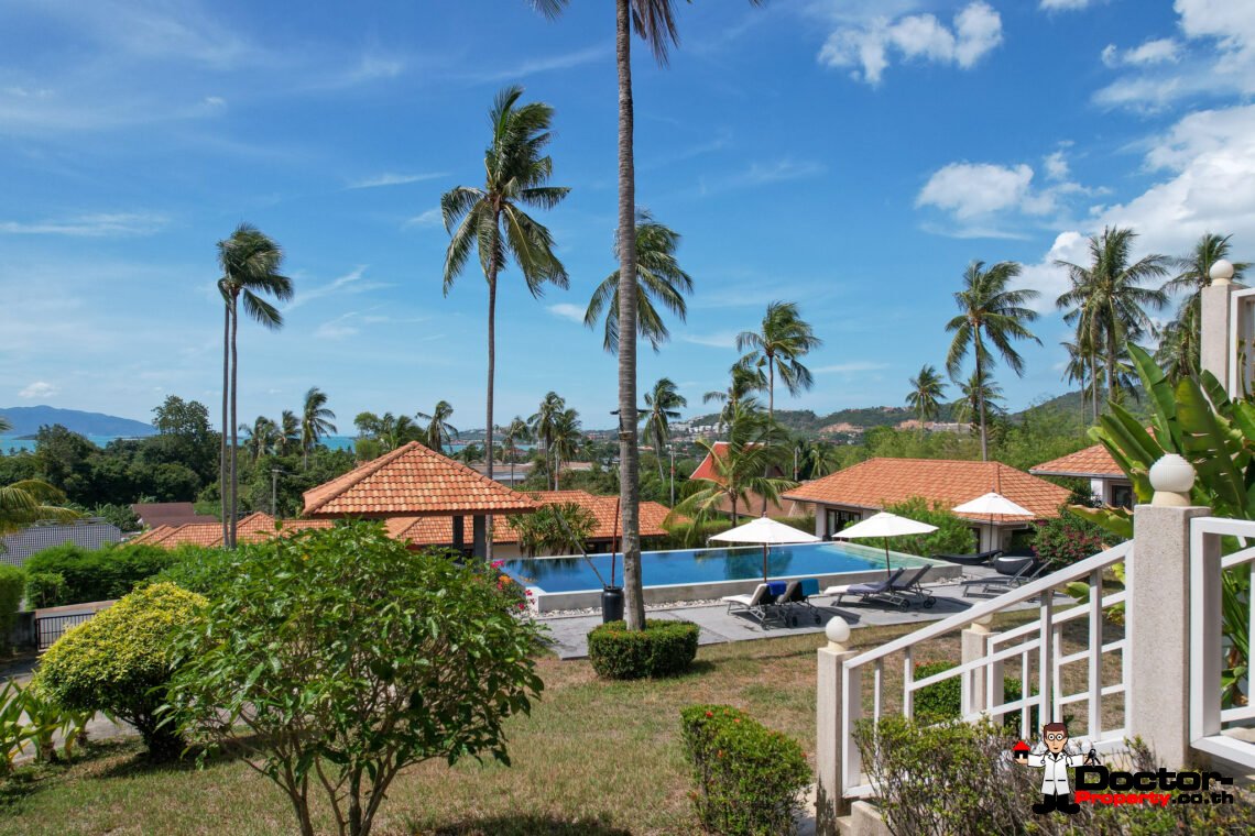 Spacious 5 Bedroom Private Pool Villa with Sea View – Bo Phut, Koh Samui – For Sale
